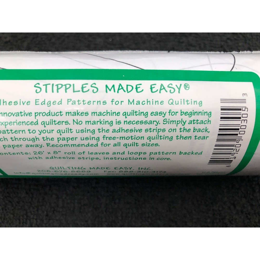VTG Quilting Made Easy Stipples Pattern 305 Leaves and Loops 26ft x 8in NEW